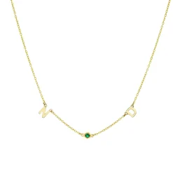 Double Initial Gemstone Necklace
