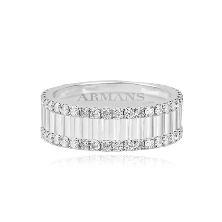 Double Row Pave Diamond Fluted Band