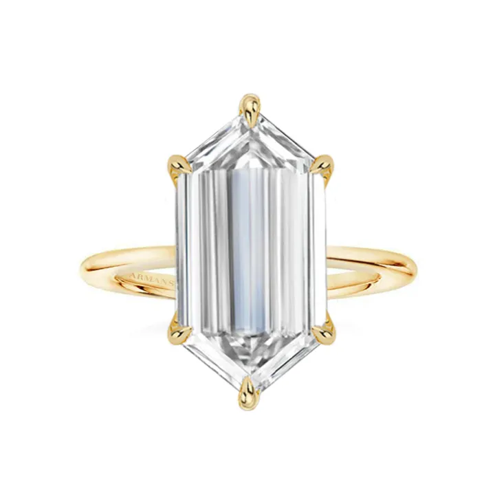 Elongated Hexagon Lab Grown Engagement Ring