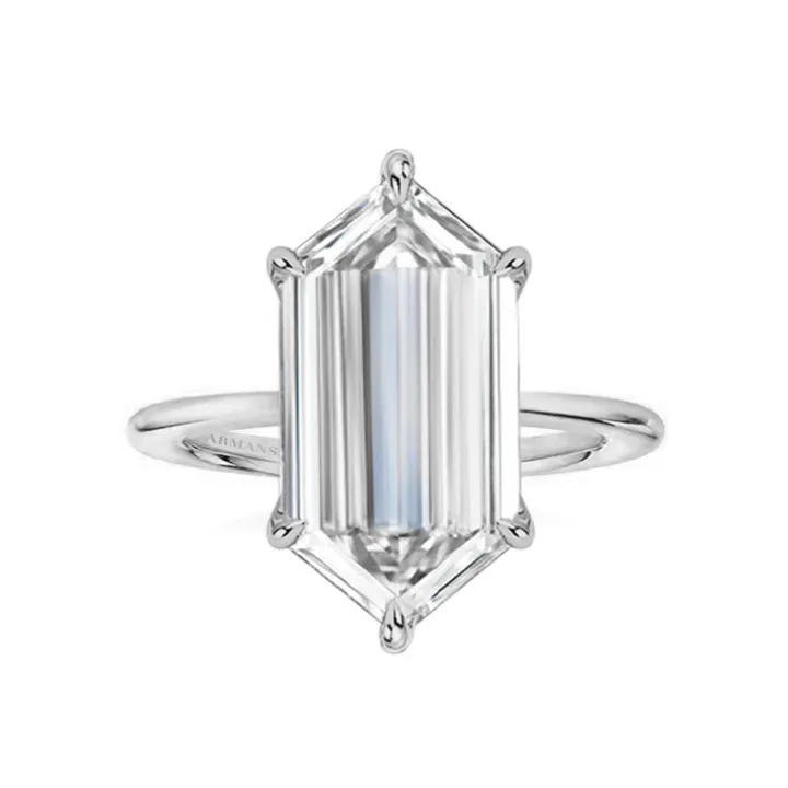 Elongated Hexagon Lab Grown Engagement Ring