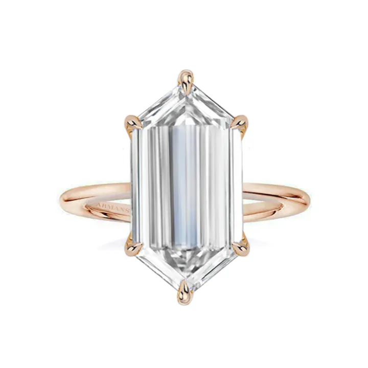 Elongated Hexagon Lab Grown Engagement Ring
