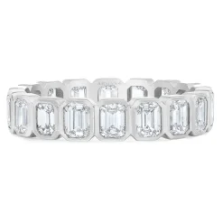 Emerald Bezel Set Wedding Band