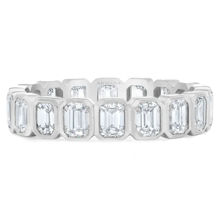 Emerald Bezel Set Wedding Band
