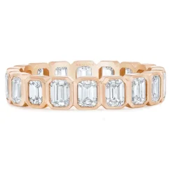 Emerald Bezel Set Wedding Band