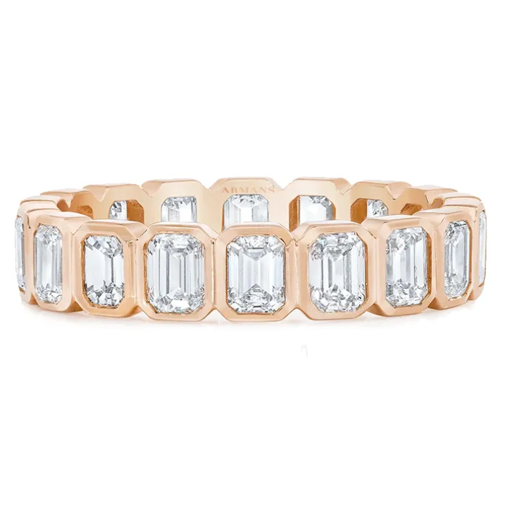 Emerald Bezel Set Wedding Band