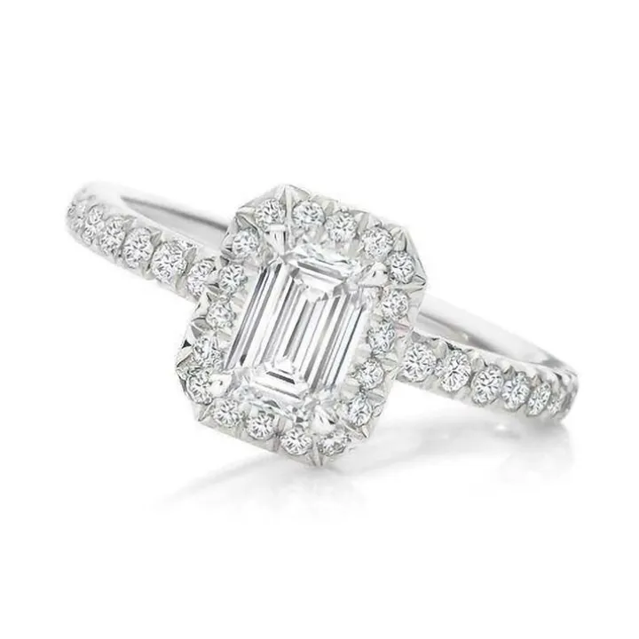 Emerald Halo Engagement Ring