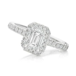 Emerald Halo Lab Grown Engagement Ring