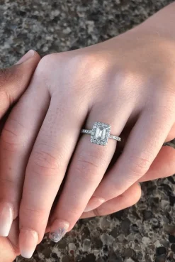 Emerald Halo Lab Grown Engagement Ring