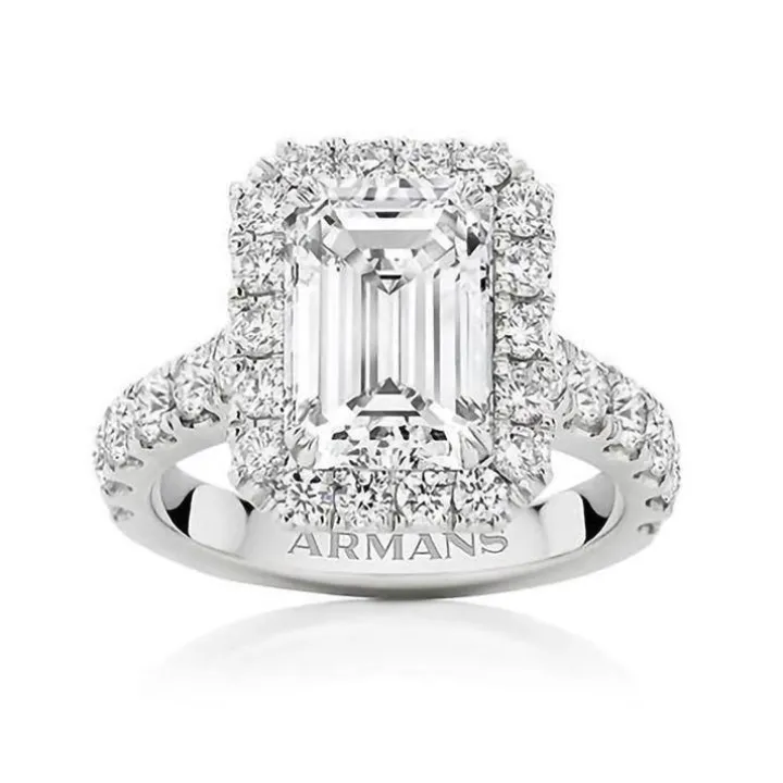 Emerald Halo Lab Grown Engagement Ring