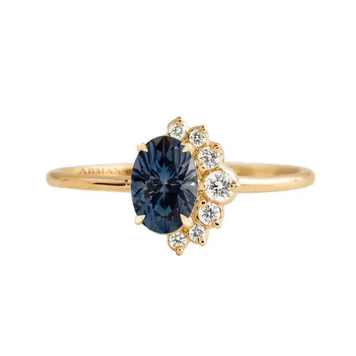 Enchanted Petal Teal Sapphire Engagement Ring