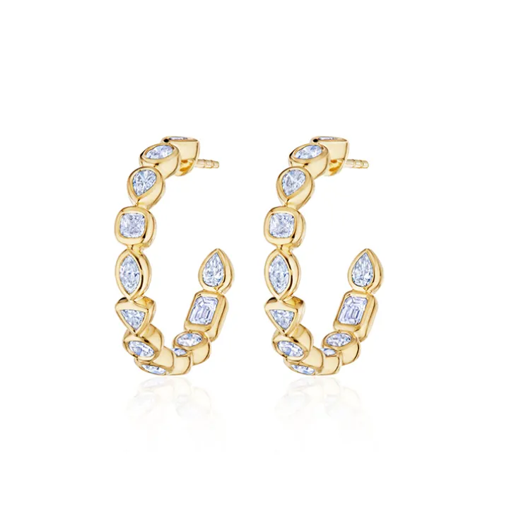 Fallon Bezel Set Diamond Hoops