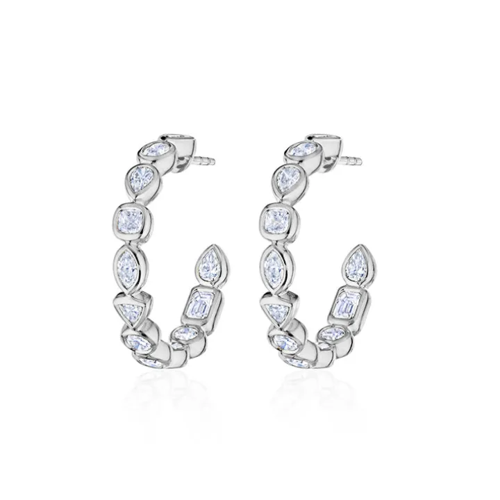 Fallon Bezel Set Diamond Hoops