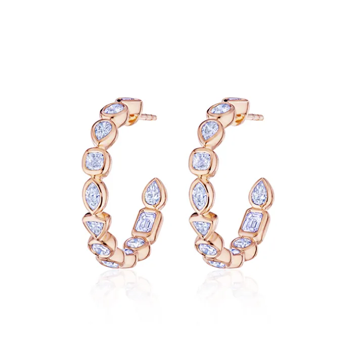 Fallon Bezel Set Diamond Hoops