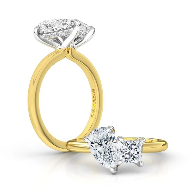 Fire and Ice Two Stone Lab Grown Engagement Ring