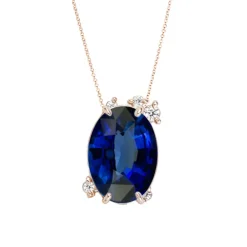 Fire Fly Oval Blue Sapphire Necklace