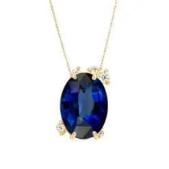 Fire Fly Oval Lab Grown Blue Sapphire Necklace