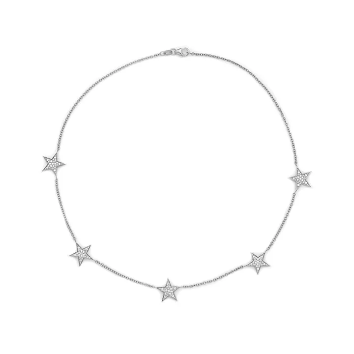 Five Diamond Stars Necklace