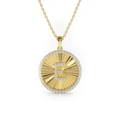 Fluted Diamond Initial Disc Pendant