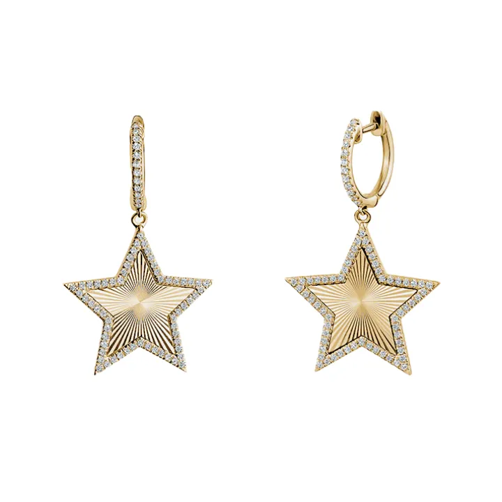 Fluted Diamond Star Huggies