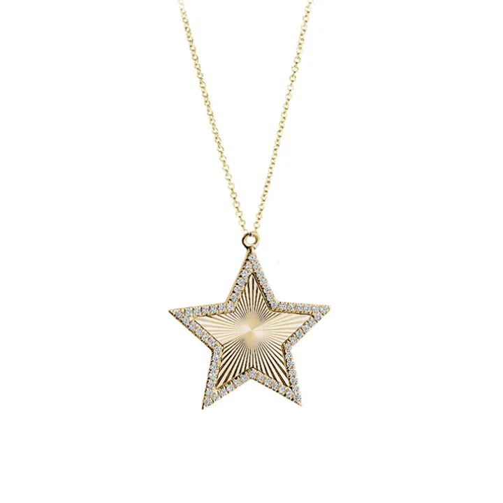 Fluted Diamond Star Necklace