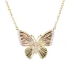 Fluted Elegance Diamond Butterfly Necklace