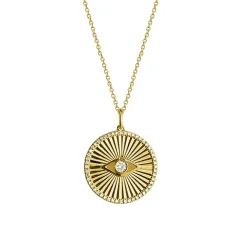 Fluted Evil Eye Disc Necklace