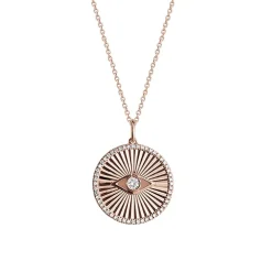 Fluted Evil Eye Disc Necklace