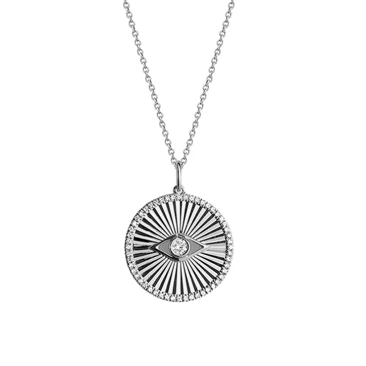 Fluted Evil Eye Disc Necklace