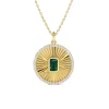 Fluted Green Emerald Disc Necklace