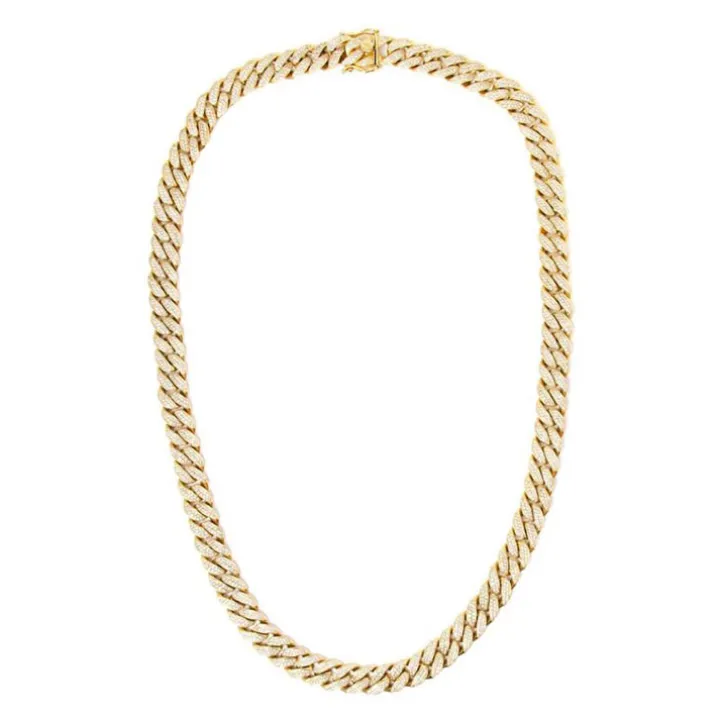 Gold Cuban Chain Link Diamond Necklace