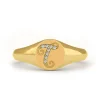 Gold Cursive Font Pinky Ring