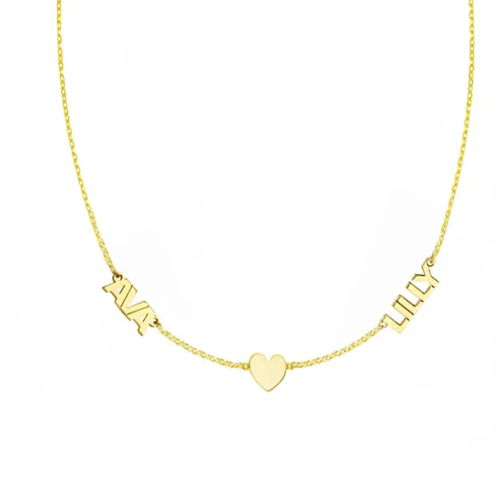 Gold Multi-Name Heart Necklace