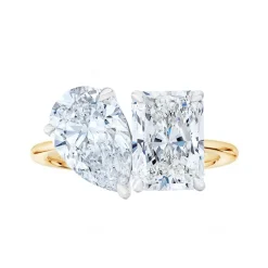 Golden Gemini Two Stone Lab Grown Engagement Ring