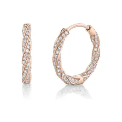 Golden Twist Diamond Huggies