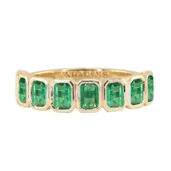 Green Emerald Aura Bezel Band