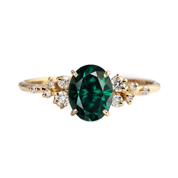 Green Emerald Aurora Engagement Ring