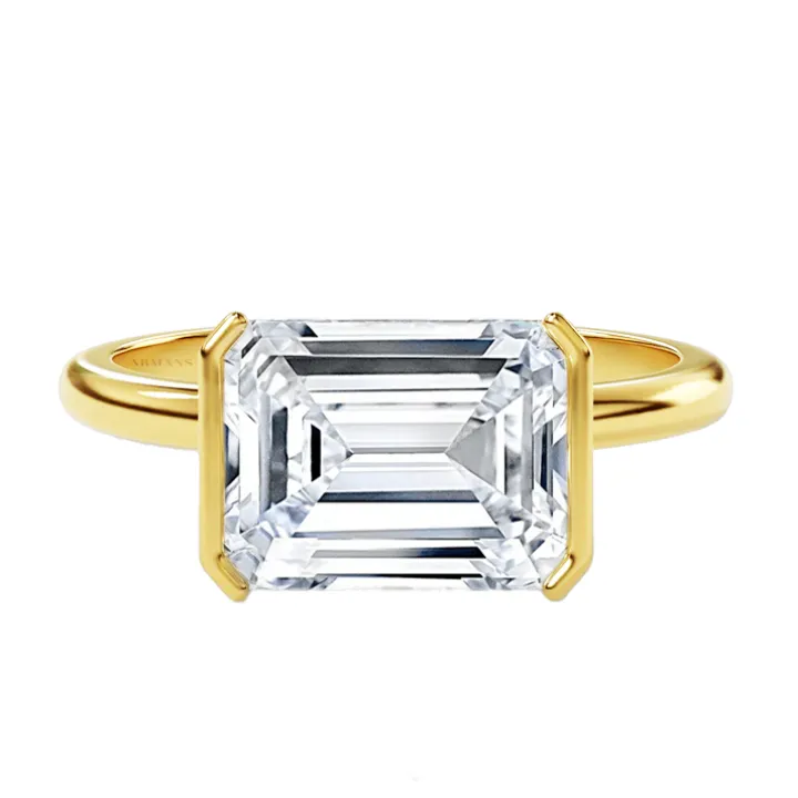 Half Bezel Seraphina Emerald Engagement Ring