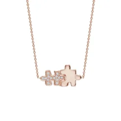 Half Pavé Diamond Jigsaw Puzzle Necklace