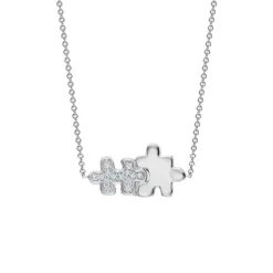 Half Pavé Diamond Jigsaw Puzzle Necklace