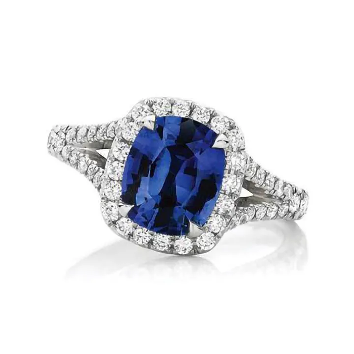 Halo Sapphire Engagement Ring