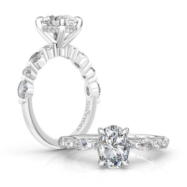 Head Oval Heels Lab Grown Engagement Ring