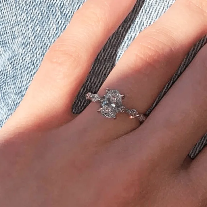 Head Oval Heels Lab Grown Engagement Ring