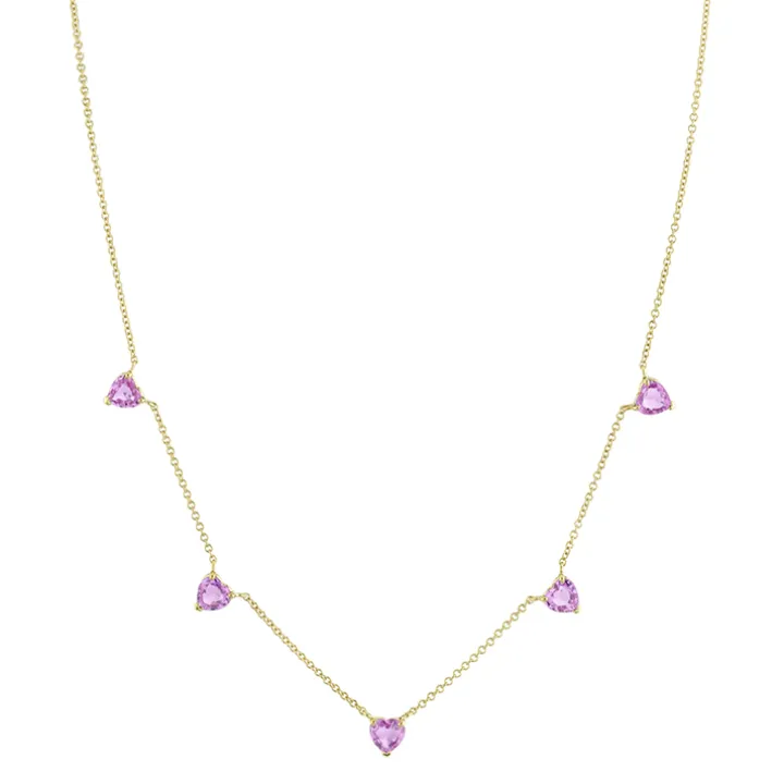 Heart Necklace With Pink Sapphires