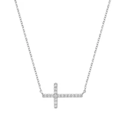 Horizontal Diamond Cross Necklace