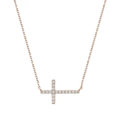 Horizontal Diamond Cross Necklace