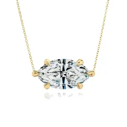 Horizontal Marquise Solitaire Diamond Necklace