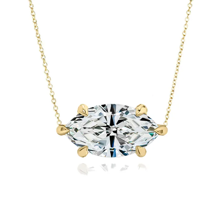 Horizontal Marquise Solitaire Diamond Necklace