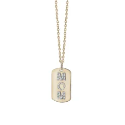3 Initial Diamond Dog Tag Necklace