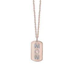 3 Initial Diamond Dog Tag Necklace