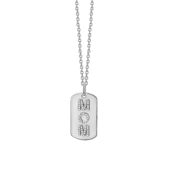 3 Initial Diamond Dog Tag Necklace